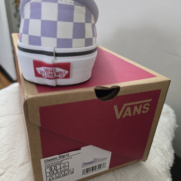 Vans Lavender and White Checkered Slip-Ons - Picture 4 of 6